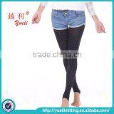 2015 Girls Black Sexy Small White Dots Jacquard Trample Feet Pantyhose