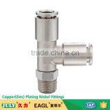 Wholesales High Quality Cheap Price Push-in Brass Tee Fitting With Threaded thumbnail-1