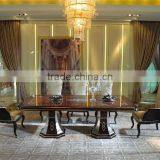 Exquisite Trim Rectangle Long Dining Table and Chair Set, Regancy Dining Table Set With High Back Chair thumbnail-1