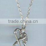 3D hockey payer with stick, nhl charm pendant and necklace