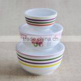 3 Pcs Porcelain Soup Bowl Set With Plastinc Lid thumbnail-1