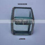 Brass and Glass Jewellery Box With Brass Fittings in Nickel Finish