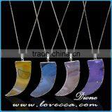 Ivory Shape Genuine Natural Agate Necklace Crystal Stone Pendant Necklace thumbnail-1