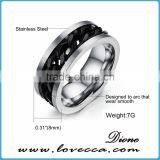 High Quality Mens Black Smooth Titanium Stainless Steel Biker Ring thumbnail-5