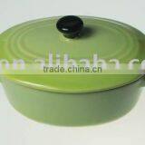 Stoneware Casserole Oval Shape With Black Lid thumbnail-1