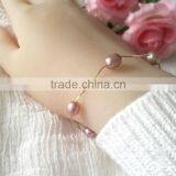 8-9 mm Purple Rice Shape Freshwater Pearl Bracelet thumbnail-2