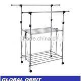 Clothes Stand With Storage Shelf, Folding Aluminum Clothes Drying Rack thumbnail-1