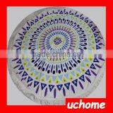 UCHOME High Quality Custom Beach Blanket Reactive Printed Circular 100% Cotton Tassel Beach Towel Round thumbnail-2