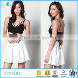 Two Pieces Sets for Women Black Crop Top and White Skirts for Women thumbnail-1