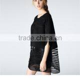 Woman Pleat Round Neck Flower Splicing Loose Dresses Wholesale thumbnail-3