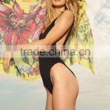 Ladies Navy Textile Cut Out Back One-piece Swimwear thumbnail-1