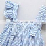 Newborn Infant Boutique Clothes Flutter Sleeve Seersucker Stripe Bubble Thailand Wholesale Toddler Clothing Romper thumbnail-4