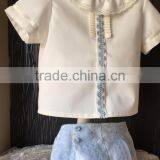2017Kids Summer Outfit Baby Girls 2 Pcs Clothing Set Baby Falbala Top And Light Blue Short Set Newborn Girls Cotton Clothes Set thumbnail-2