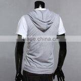 Blank Waistcoat Zipper Hoodies Sports Sweatshirt Plain Cotton Gray Black 2 Colors thumbnail-3