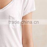 Women Knit White Cropped Tops V-neck Soft Cotton Blend Top Tee White T-shirts thumbnail-4