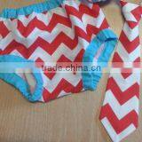 Whloesale Organic Cotton Red Chevron Baby Kids Diaper Covers Bloomers With Tie thumbnail-1