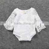 S17522A Newborn Girls White Ruffles Sleeve Sliders Baby Lace Jumpsuits thumbnail-1