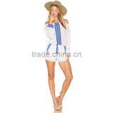 Crepe Embroidered Peasant Blouse Long Sleeve off Shoulder Lady Top thumbnail-6