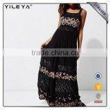 Sleeveless Paid With Paypal Long Flower Print Black Maxi Dress Long Casual thumbnail-2