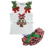 Xmas Baby Red White Chevron Green Ribbon Bloomers Tree Tank Top 2pc Outfit 3-12M thumbnail-1