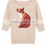 100% Cotton Knitted With Pattern Pullover Ladies Sweater thumbnail-1