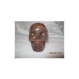 Natural crystal rock stone skull, chicken blood stone carving crystal skulls