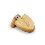 Oval Shaped Bamboo / Wood Encrypt USB Thumb Drive 4GB thumbnail-1