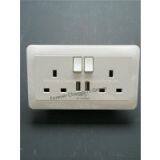 13A,2 Gang SP Switched BS Socket With Dual USB CNHUNG Switch