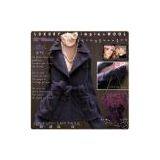 Korea Coat-Women Short Dust Coat With Lapel and Girdle