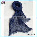 Men and Women's Fashion Linen Solid Colour Crinkle Scarf thumbnail-1