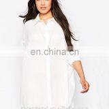 The Latest White Oversized Longline Chiffon Blouse for Women thumbnail-2