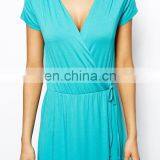 CHEFON Wrap Front Blue Maxi Dress thumbnail-4