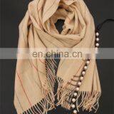 2016 Fashionable Autumn Winter Stripes Lambs Wool Scarf Men Women Long Tassel Infinity Wool Scarves Shawls thumbnail-3