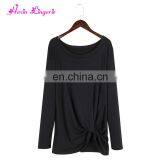 Black Solid Irregular Long Sleeves Winter New Style New Models Blouses Fashion thumbnail-3