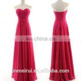 Red Evening Gown Chiffon Floor Length A-line Pleat Back Zipper Cheap Evening Dresses M17