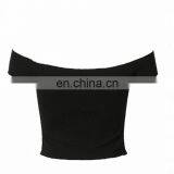 Guangzhou OEM Service Summer New Design Fashion off Shoulder Solid Colour Womens Crop Top thumbnail-3