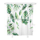 High Quality Polyester Plant Shower Curtain Leaf Green Waterproof Shower Curtain thumbnail-1
