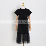 Patchwork Mesh Casual Dress Women Summer Fashion Clothes thumbnail-4