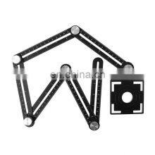 4/6//8/12 Fold Tile Hole Locator Aluminium Alloy Angle Ruler Finder Slide Folding Measuring Ruler Protractor Angular Template