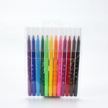 Factory Price Good quality 12 Colors Non-Toxic Ink Felt Pen Student Kid Art Washable Fiber Tip Watercolor pen