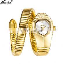 MissFox 2809 Iced Out Watch for Women Luxury Brand Blue Dial Fashion Quartz Watches Women