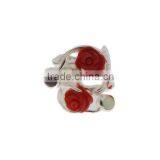 Rose With Gemstones Silver Ring thumbnail-1