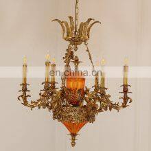 French Lighting Vintage Copper Chandeliers Bronze Pendant Lamp Solid Brass Antique Luxury Chandelier thumbnail-3