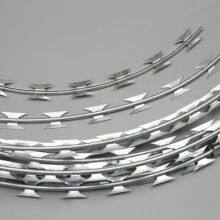 Dicke Rasierdrahtplatte mit drei Spiralen, umweltfreundliches Stacheldrahtgitter für Gefängnisse, geschweißtes Rasierdrahtgitter mit Spikes thumbnail-3