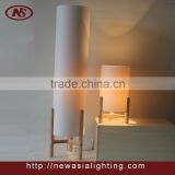 Straight Tripod Wood Floor Lamp Long Shade Floor Lamp thumbnail-1