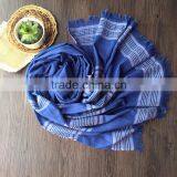 Fashion New Arrival Women Lady Long Plain Cotton Linen Striped Yarn Dyed Scarf thumbnail-2