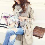 New Arrvial Korean Fashion Wrinkle Woven Striped Woman Linen Scarf Quality Choice thumbnail-2