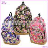 Vintage Retro Rose Floral Printing Backpack Women's Canvas Travel Backpack for Teenage Girls Rucksack thumbnail-1