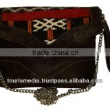 Wholesale handmade Moroccan kilim clutch bags envelope style genuine leather handwoven kilim ref010