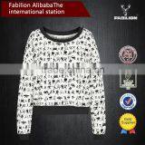 Spring 2015 Girl's Stylish Cartoon Printing Loose Long Sleeve Short Models European Sweater